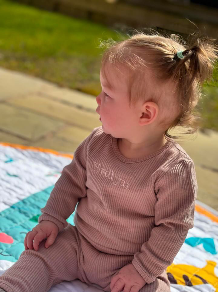 Velvet Mocha Ribbed Lounge Set