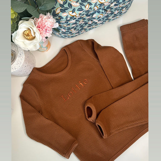 Caramel Ribbed Lounge Set