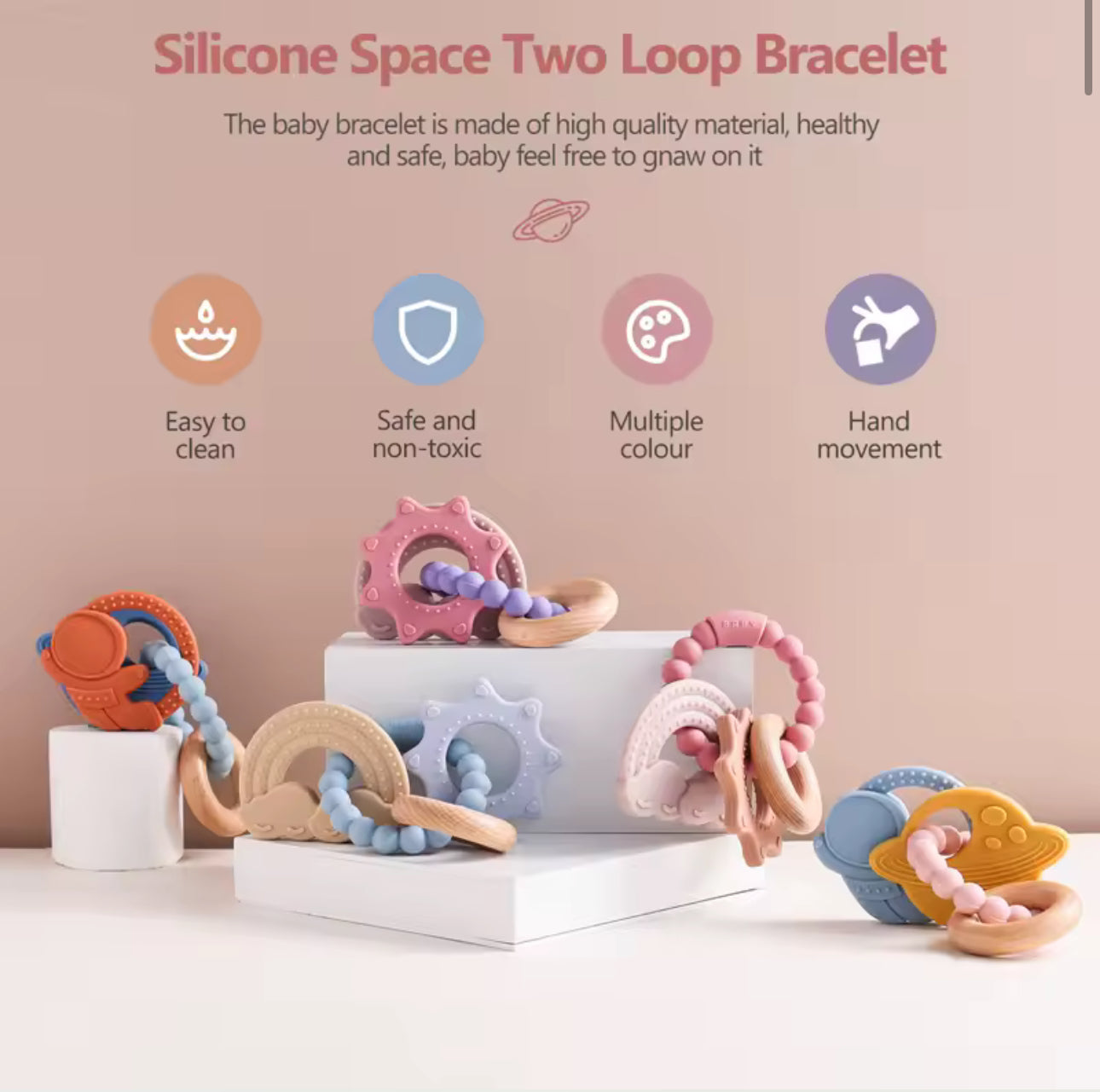 Space Silicone Teething Ring
