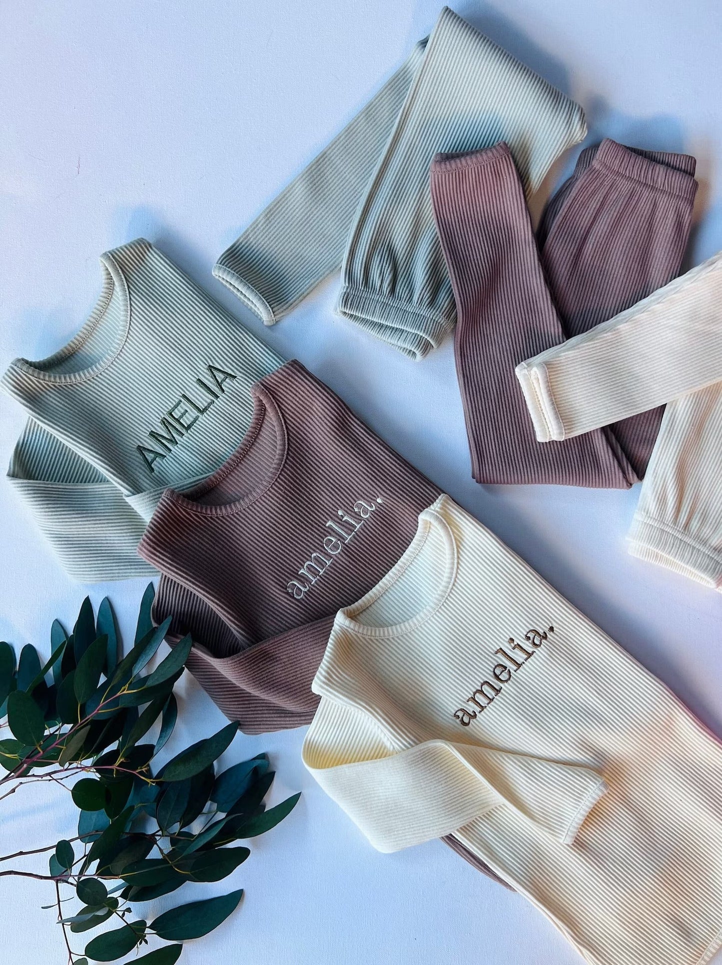 Apricot Ribbed Lounge Set